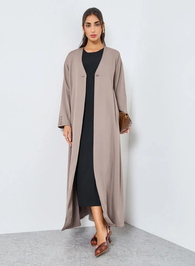 Amirah Beige Open Front Abaya