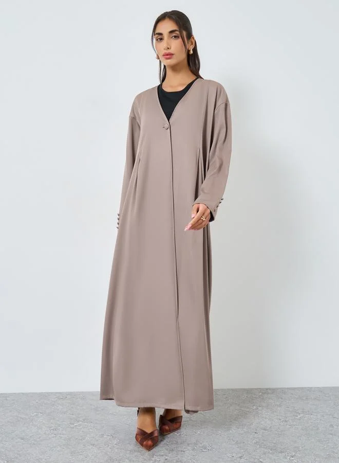 Amirah Beige Open Front Abaya