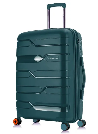 nasher miles Nasher Miles Paris Hard-Sided Polypropylene Check-in Luggage 28 inch | 75cm | 8 Wheels Large Trolley Bag for Travel | Suitcase (Dark Green)