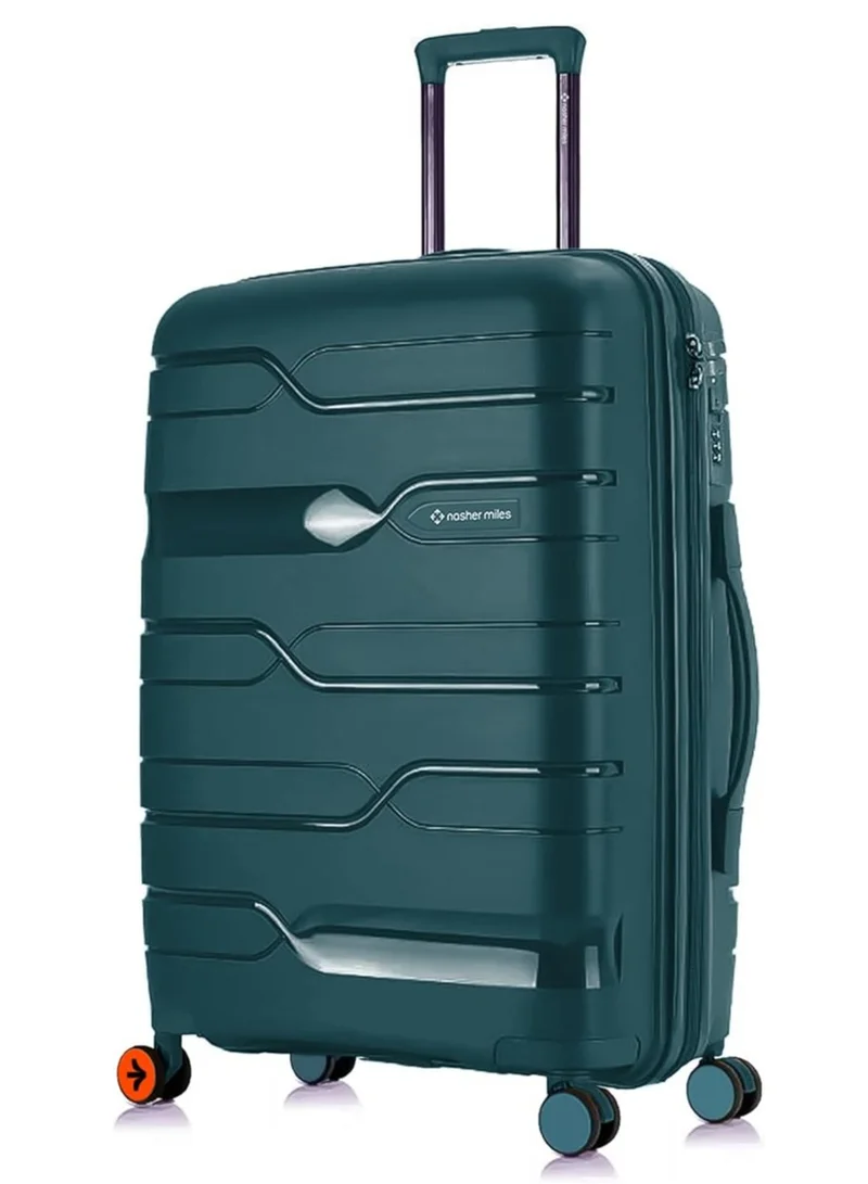 nasher miles Nasher Miles Paris Hard-Sided Polypropylene Check-in Luggage 28 inch | 75cm | 8 Wheels Large Trolley Bag for Travel | Suitcase (Dark Green)