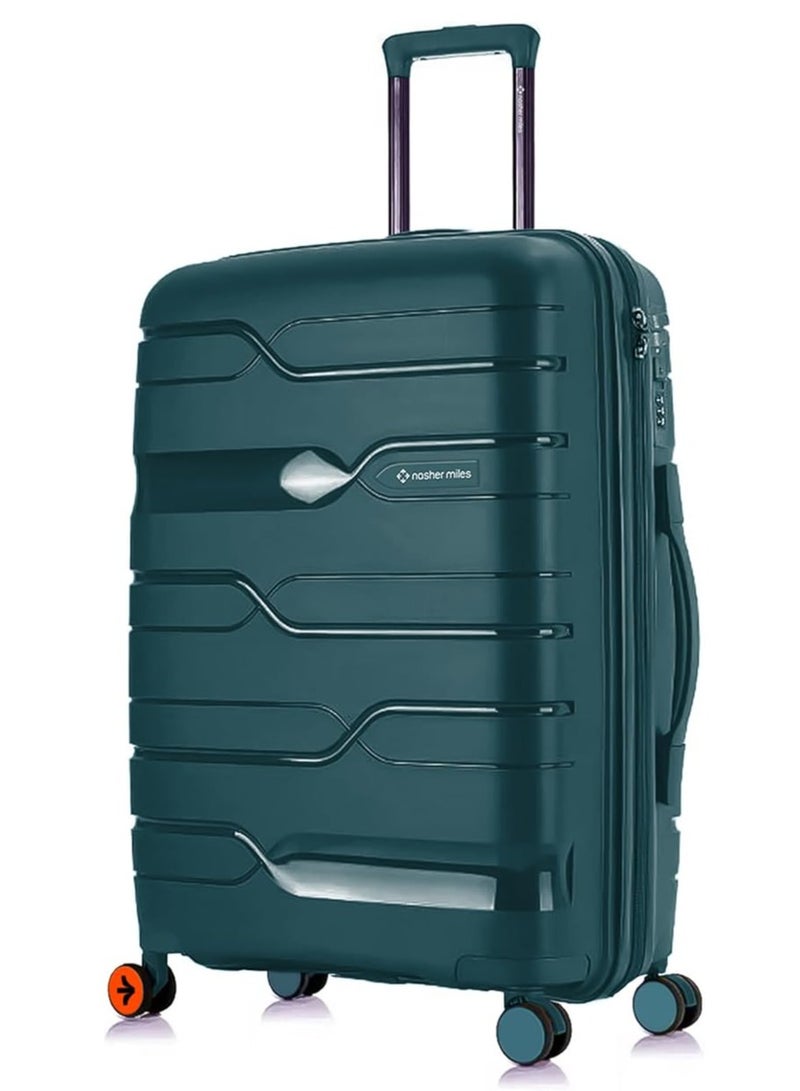 nasher miles Nasher Miles Paris Hard-Sided Polypropylene Check-in Luggage 28 inch | 75cm | 8 Wheels Large Trolley Bag for Travel | Suitcase (Dark Green)  - Image 1