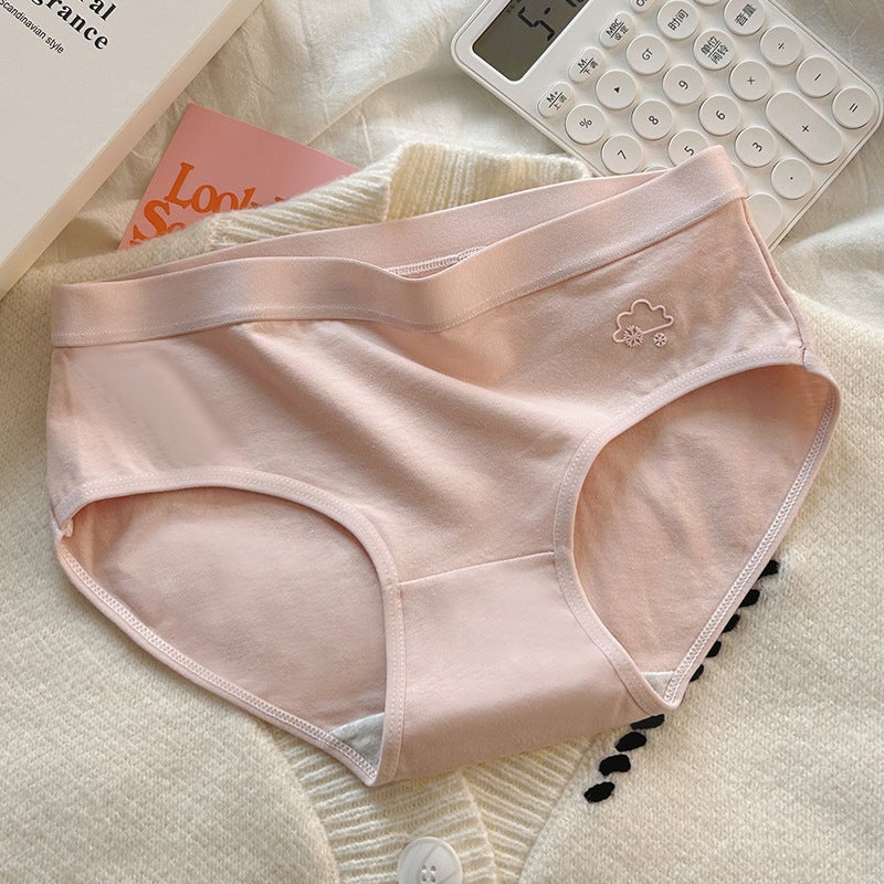 Ladies Cotton Briefs Mid-Waist Seamless Panties Pink  - Image 1
