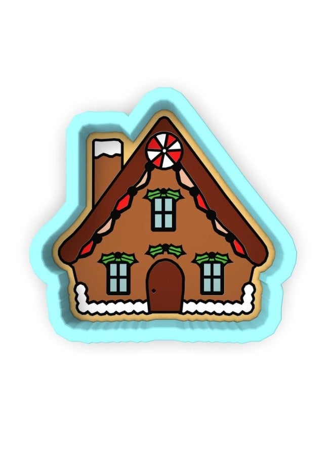 EROTNGO Gingerbread House Cookie Cutter Black Cookie Stamp and Stencil Set for Holiday Cookies, Festive Christmas House Fondant Cutter, Sugar Cookie Mold, Dessert Decorating Supplies India - Image 1
