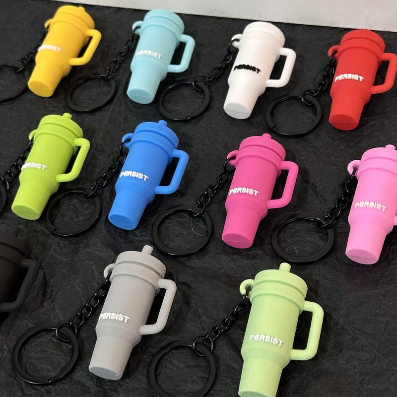 Pink Simulation Mini Ice Bully Cup Pendant Keychain Fitness Thermos for Bag - Image 1