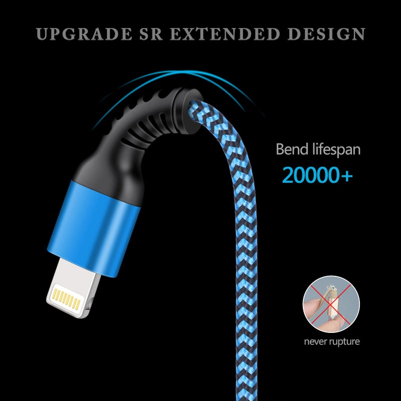 Haoano iPhone Charger [5Pack/6ft], Long Braided Lightning Cables, Fast Charging Power Adapter Cargador Cords for iPhone 14/13/12 Pro Max/12Pro/11 Pro Max/SE/XS/XR/8/7/6S Plus, iPad mini Air Pod Color Wire - Image 3