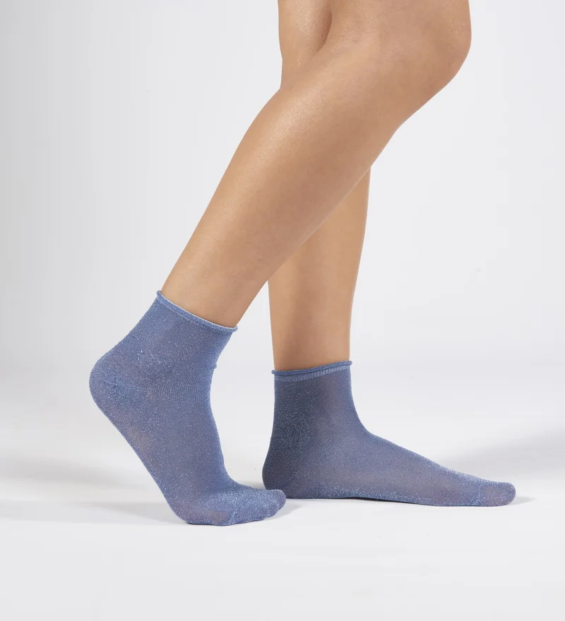 فوروينا Blue Glitter Collection Quarter Elastic Seamless Women's Half Sock Socks