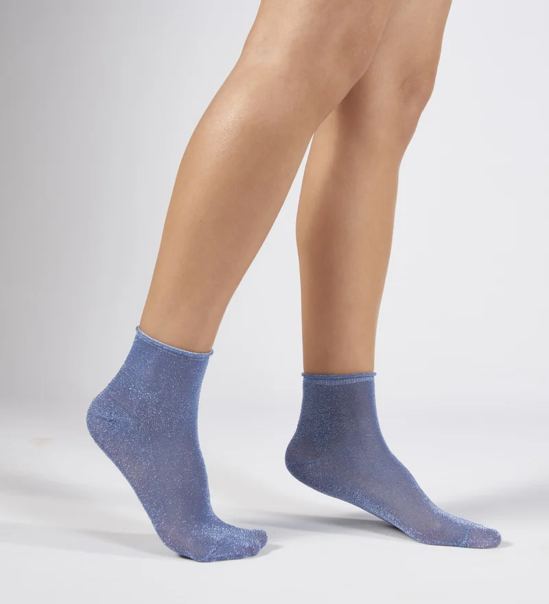 فوروينا Blue Glitter Collection Quarter Elastic Seamless Women's Half Sock Socks