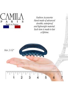 CAMILA Paris Cp3125 French Hair Clip For Women, Blue, Girls Hair Claw Clip Jaw Fashion Durable And Styling Hair Accessories For Women, Luxury Ladies Strong Hold No Slip Grip Clamp, Made In France  - Image 1