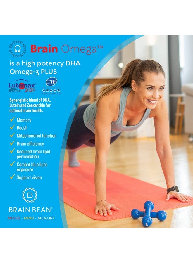 Brain-Bean Brain Omega with Lutein and Zeaxanthin - Omega 3 Supplement for Brain, Heart & Eye Health - 460 mg DHA, 90 mg EPA, Lutein and Zeaxanthin Supplements - 180 Softgels (90 Servings) - Image 3