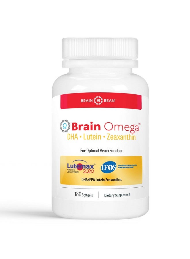 Brain-Bean Brain Omega with Lutein and Zeaxanthin - Omega 3 Supplement for Brain, Heart & Eye Health - 460 mg DHA, 90 mg EPA, Lutein and Zeaxanthin Supplements - 180 Softgels (90 Servings) - Image 1