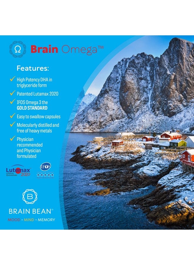 Brain-Bean Brain Omega with Lutein and Zeaxanthin - Omega 3 Supplement for Brain, Heart & Eye Health - 460 mg DHA, 90 mg EPA, Lutein and Zeaxanthin Supplements - 180 Softgels (90 Servings) - Image 4