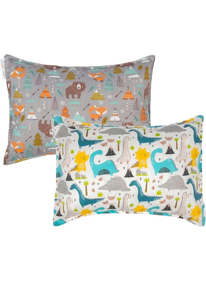 ALVABABY ALVABABY Toddler Pillowcases 2 Pack Organic Cotton Kids Pillow Cover Fit 13"x 18" or 14"x19" Envelope for Girl Boy Sleepy Travel(Pillowcase Only)  - Image 1