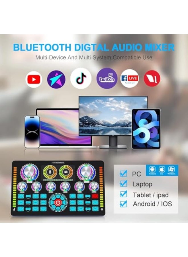 Arabest Audio Mixer Sound Card, Bluetooth Sound Board with XLR interface, Live Sound Card and Stereo Audio Interface, 48V Phantom Power, Voice Changer, for Podcasting, Live sound, recording Studio, Gaming - Image 5