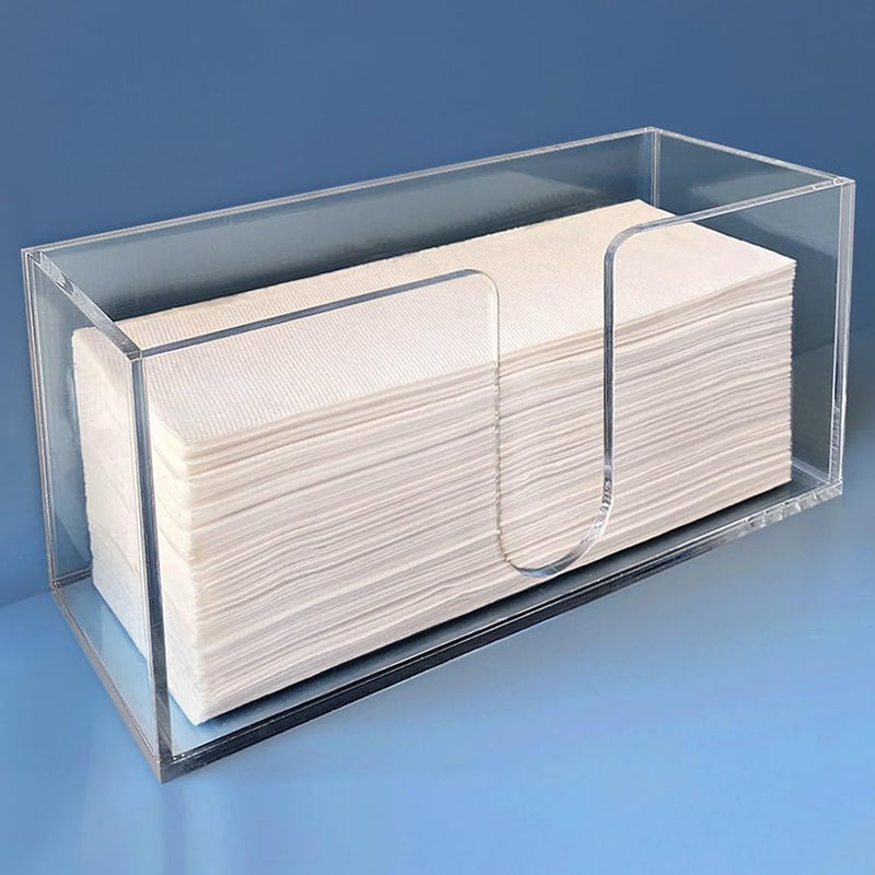 Sicily Acrylic Paper Towel Holder (5mm Acrylic) Paper Towel Dispenser Countertop-Bathroom, Kitchen (10.75â€W x 4.125â€D x 5â€H) Napkin Holder-Tri-fold Disposable Napkins Home, Restaurant - Image 1