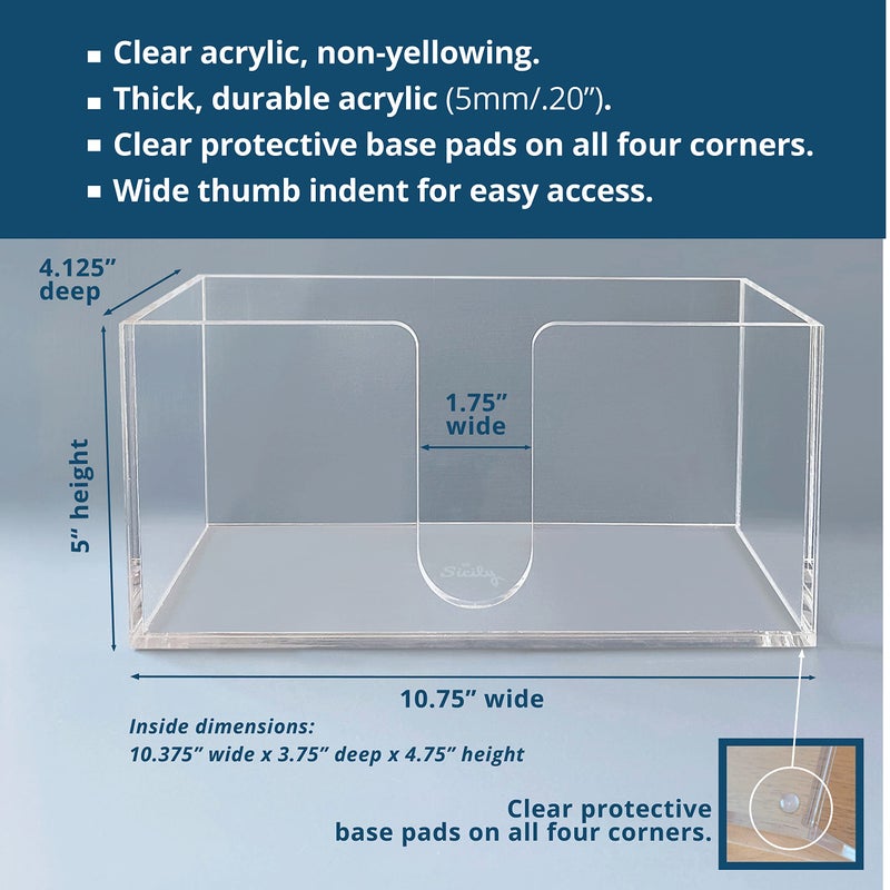 Sicily Acrylic Paper Towel Holder (5mm Acrylic) Paper Towel Dispenser Countertop-Bathroom, Kitchen (10.75â€W x 4.125â€D x 5â€H) Napkin Holder-Tri-fold Disposable Napkins Home, Restaurant - Image 3