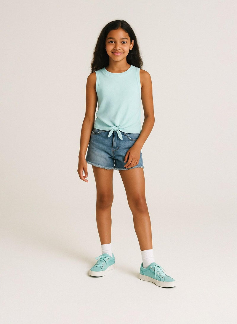 MINOTI Teen Girls Sleeveless Top with Front Tie  - Image 1
