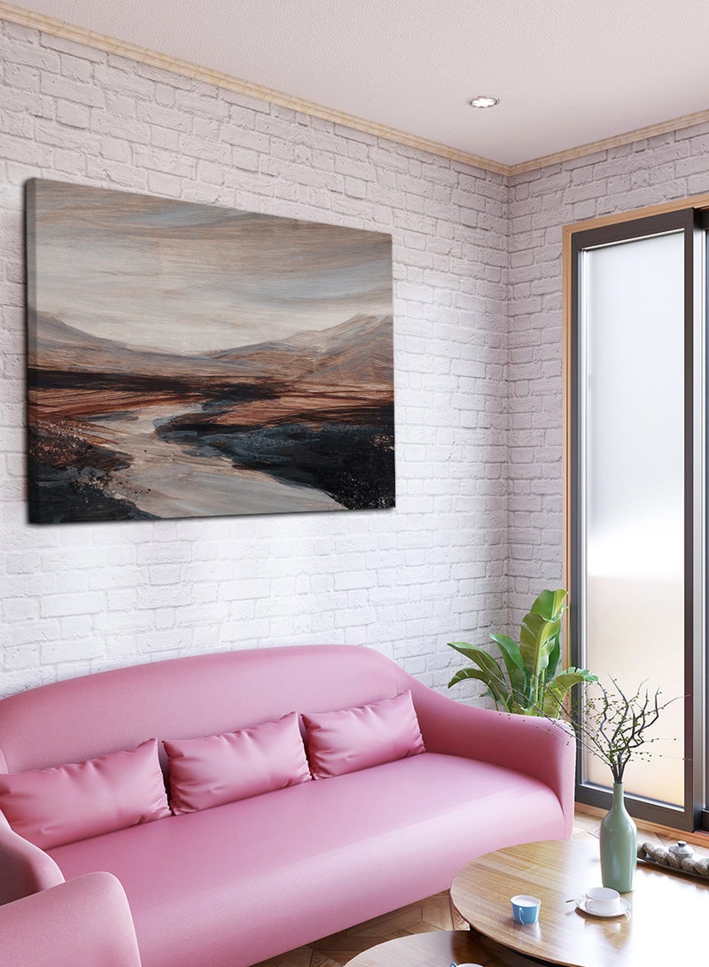 LOWHA Canvas Wall Art Stretched Over Wooden Frame with Mountains Painting - Image 3