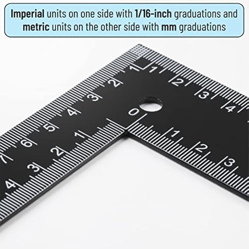 - Carpenter Square, 20cm x 30cm, L Square Ruler, Right Angle Ruler, Framing Tools, Metal Square, Steel - Image 3