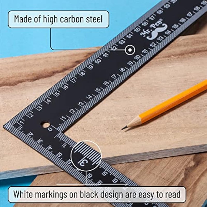 - Carpenter Square, 20cm x 30cm, L Square Ruler, Right Angle Ruler, Framing Tools, Metal Square, Steel - Image 4