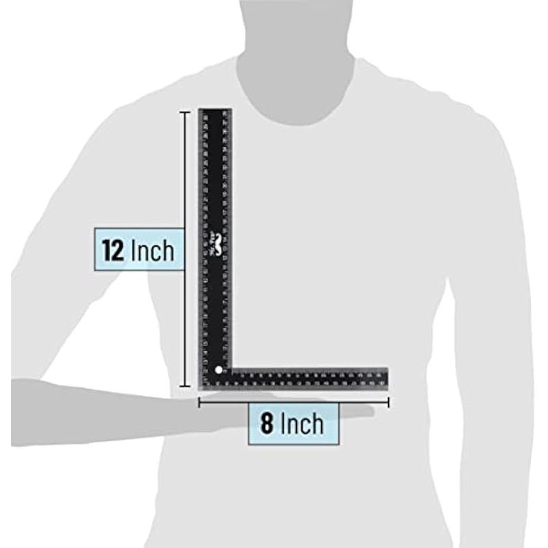 - Carpenter Square, 20cm x 30cm, L Square Ruler, Right Angle Ruler, Framing Tools, Metal Square, Steel - Image 2