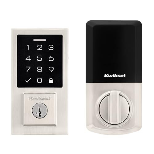 Kwikset قفل باب إلكتروني بدون مفتاح من كويكست سمارت كود 270 مع لوحة لمس وقفل تلقائي، رموز مستخدم مخصصة، أمان متقدم بالنيكل المصقول المعاصر - Image 1
