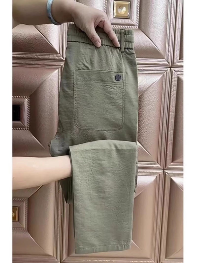 بيع تصفية بنطلون كتان غير رسمي للرجال صيف 2025 بنطلونات جديدة للرجال صيف رقيقة من القطن والكتان بنطلونات تسعة أعشار - Image 1