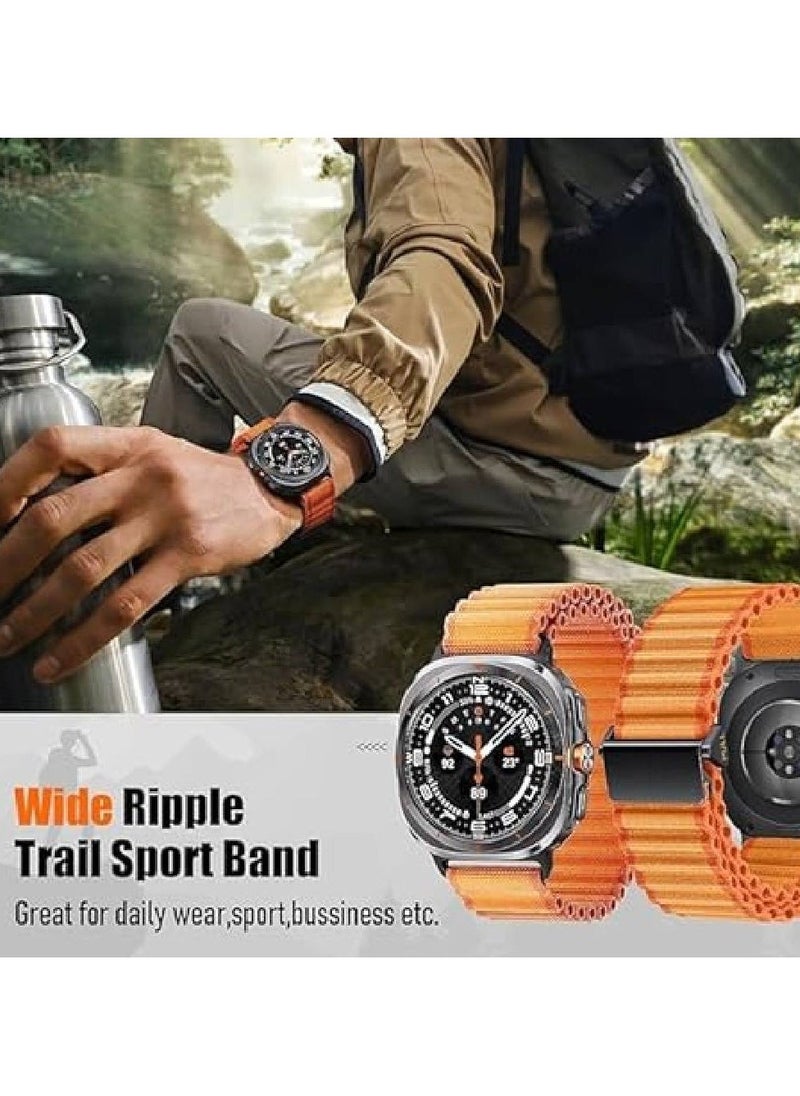 Beauenty Tracker Band for Samsung Galaxy Watch Ultra 47mm - Lightweight Breathable Soft Nylon Sport Strap for Men  Women - Orange - Image 2