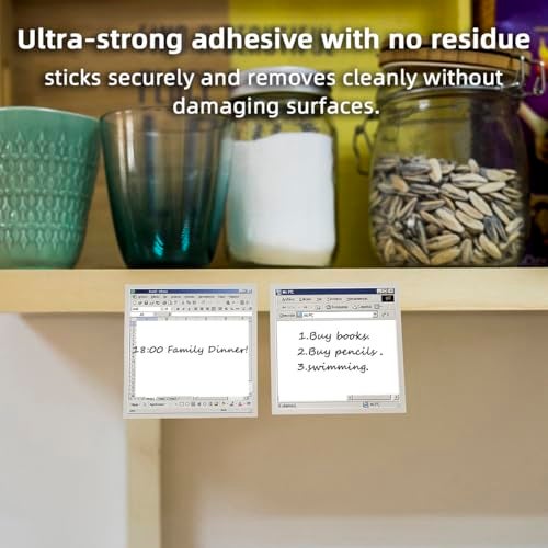 RAINBAM Retro Interfaces 4Pads/200 Sheets 3x3in Sticky Notes Set, Vintage Memo Pads with High-Adhesive, Reusable Tearable Post it Notes for Journal Planners Office School Home, Bulk Stationery Gift - Image 3