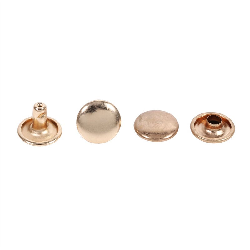 Double Cap Rivets 100 Sets 8x10mm Gold Metal Leather Craft Studs Decoration - Image 3