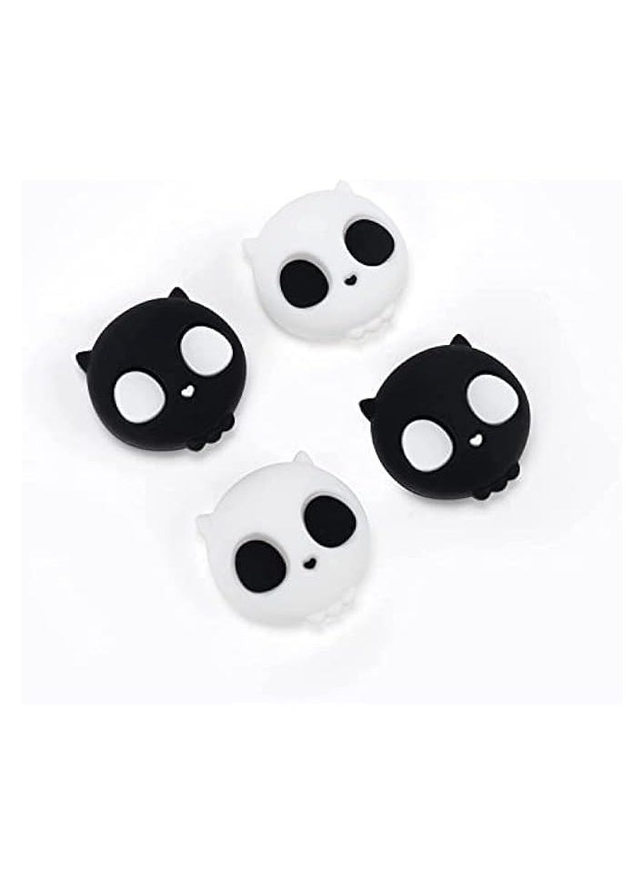 Cute Halloween Silicone Skull Joycon Thumb Grip Caps, Joystick Cover Compatible with Steam Deck Only,4PCS (White & Black)