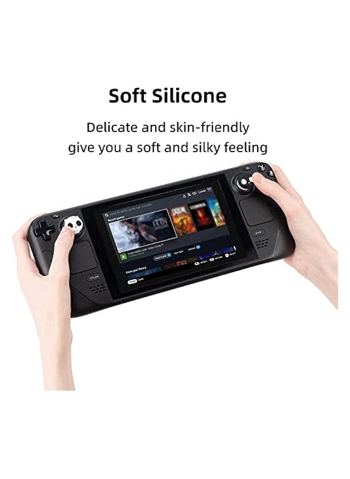 Cute Halloween Silicone Skull Joycon Thumb Grip Caps, Joystick Cover Compatible with Steam Deck Only,4PCS (White & Black)