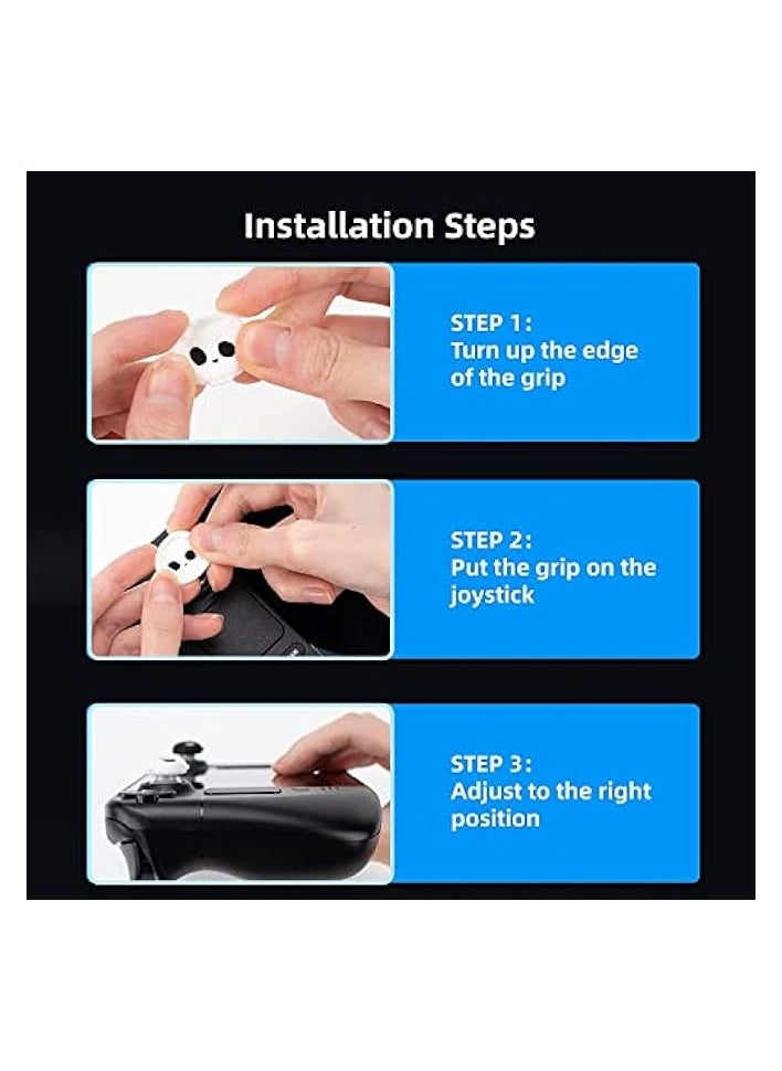 Cute Halloween Silicone Skull Joycon Thumb Grip Caps, Joystick Cover Compatible with Steam Deck Only,4PCS (White & Black)