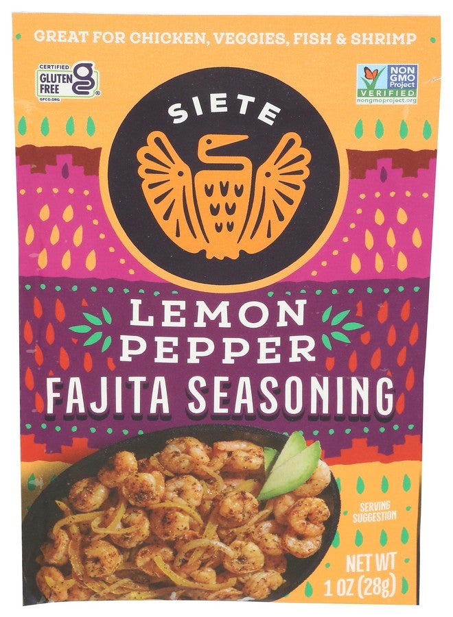 SIETE Lemon Pepper Fajita Seasoning Mix | Seasoning for Chicken, Pork, Shrimp, and Veggies| Gluten Free | Vegan | Non GMO | 1 Packet (7 Servings) - Image 1