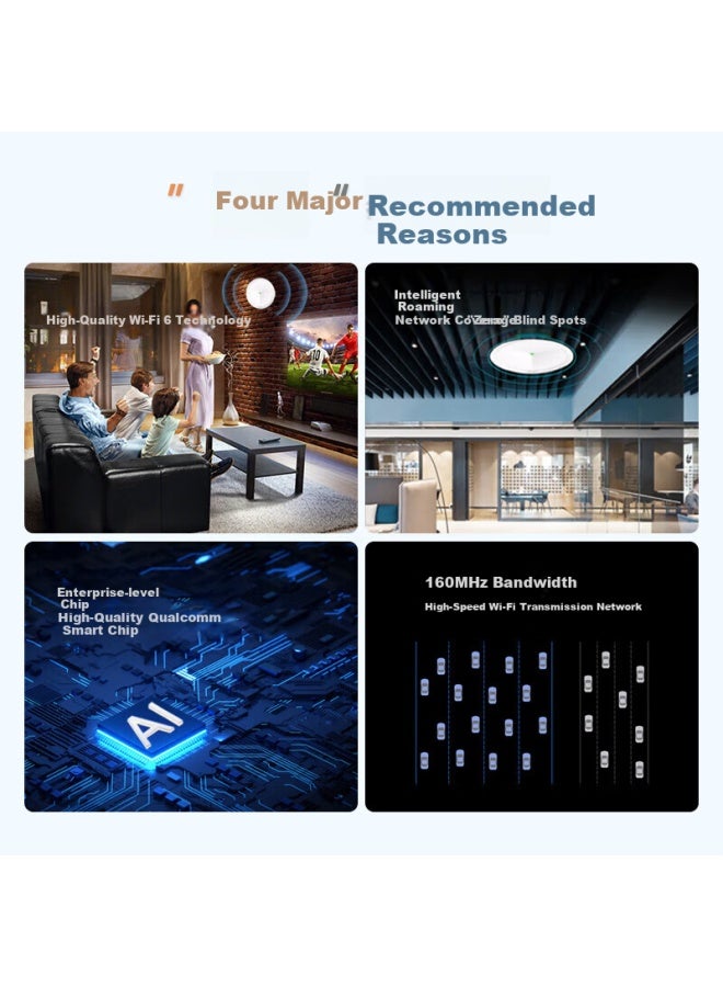 H3c Ceiling-mounted Ap Whole House Wifi6 3000m Dual-band Gigabit Commercial Villa Hotel High Power 5g Coverage Mini Ap3000c-u
