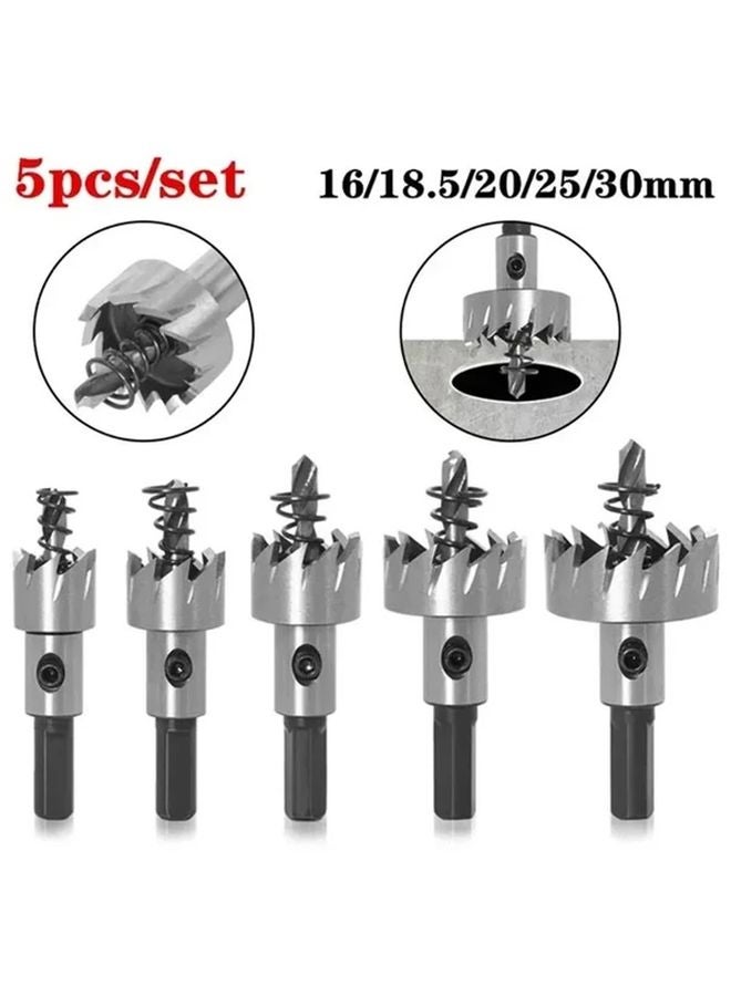 5PCS High Speed Steel Drill Bit Set 16 30mm Hole Saw Kit For Stainless Steel Metal Alloy Woodworking - Image 2