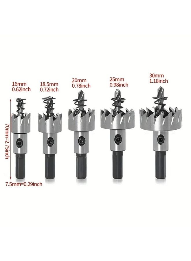 5PCS High Speed Steel Drill Bit Set 16 30mm Hole Saw Kit For Stainless Steel Metal Alloy Woodworking - Image 4