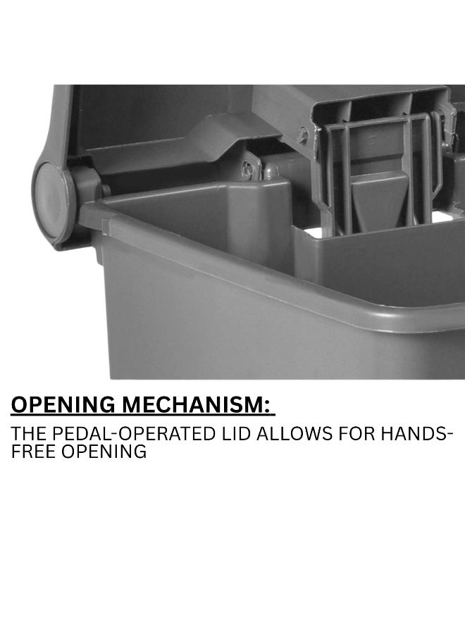 AKC Pedal Waste Bin with Lid – 30L, 45L, 68L, 87L | Gray, Yellow, Red, Green | Durable Plastic Trash Bin with Foot Pedal & Lid (Gray, 45 LTR) - Image 5