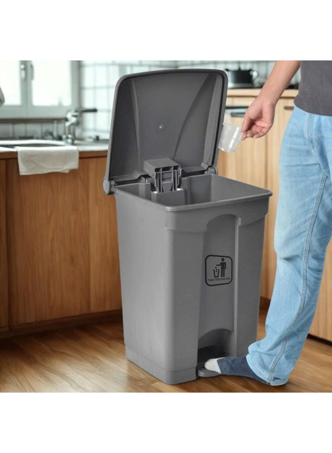 AKC Pedal Waste Bin with Lid – 30L, 45L, 68L, 87L | Gray, Yellow, Red, Green | Durable Plastic Trash Bin with Foot Pedal & Lid (Gray, 45 LTR) - Image 4