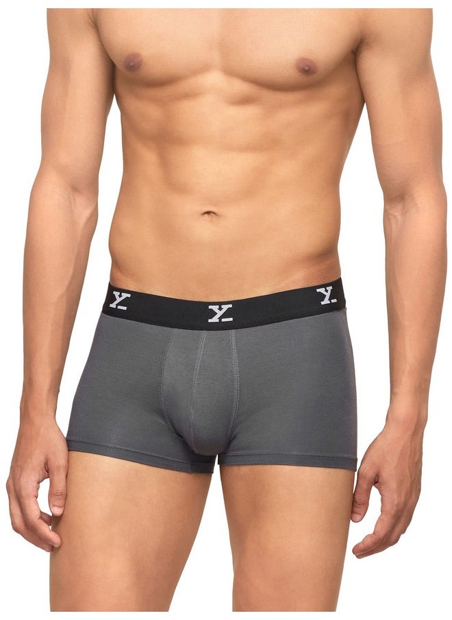 XYXX - XYXX Men's Underwear Ace IntelliSoft Antimicrobial Micro Modal Trunk Pack of 3 (Black;White;Grey; L) - Image 1