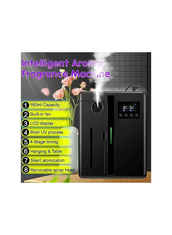 Essential Oil Aroma Diffuser 160ml Aromatherapy Humidifier Fragrance Nebulizing Machine Diffusion Scent Machine Suitable for Home Office Hotel Black