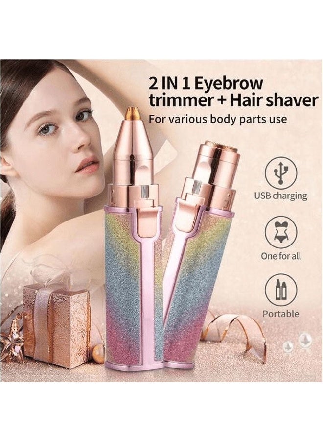 2-in-1 Eyebrow Trimmer and Facial Hair Remover, Hair Removal Device, Eyebrow Hair Removal Machine, Facial Hair Follicle Remover, Precision Shaving Machine, easy to use for all skin types, removes unwanted hair from eyebrows, face, upper lip, and forehead, practical, fast, gentle on skin, compact, ideal for home and travel, personal grooming tool for clean and tidy eyebrows and face, safe and effective hair removal for women and men. - Image 2