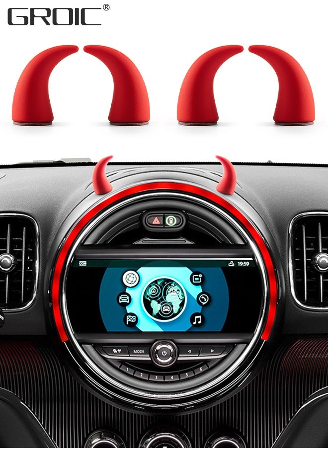 GROIC - Devil Horns Car Steering Wheel Decal 4pcs Cute Car Horns Decoration,3D Devil Bull Horn Car Interior Decoration Stickers, Car Steering Wheel Dashboard Car Accessories Car Interior Accessories - Image 1