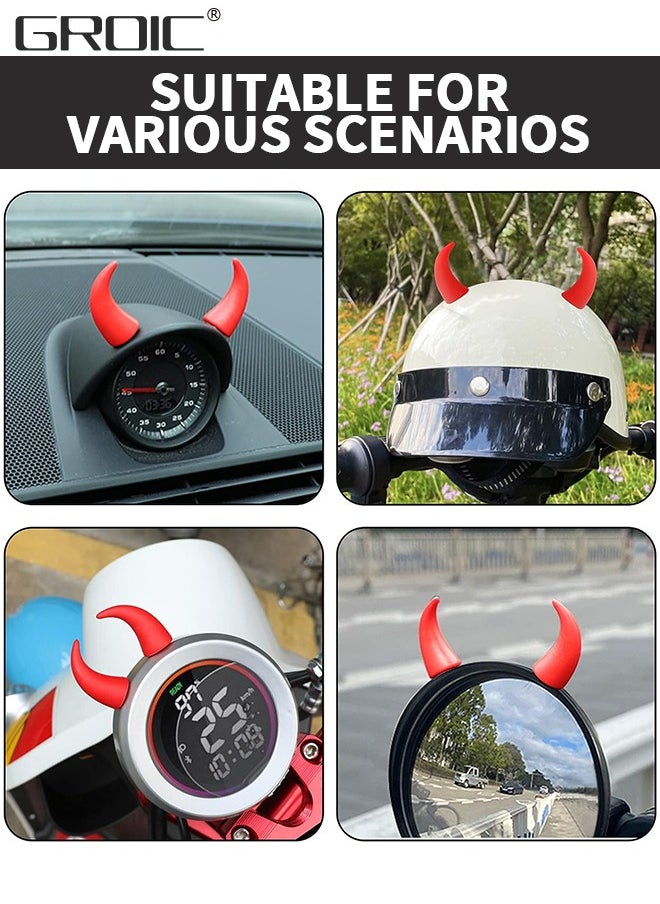 GROIC - Devil Horns Car Steering Wheel Decal 4pcs Cute Car Horns Decoration,3D Devil Bull Horn Car Interior Decoration Stickers, Car Steering Wheel Dashboard Car Accessories Car Interior Accessories - Image 1