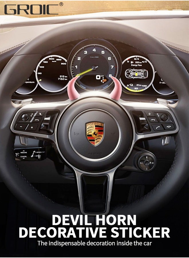 GROIC - Devil Horns Car Steering Wheel Decal 4pcs Cute Car Horns Decoration,3D Devil Bull Horn Car Interior Decoration Stickers, Car Steering Wheel Dashboard Car Accessories Car Interior Accessories - Image 1