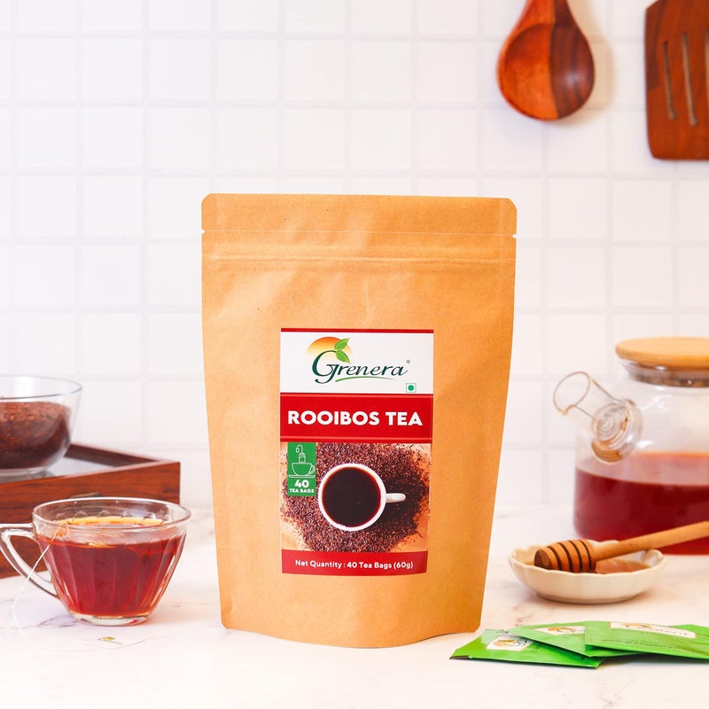 Grenera Rooibos Tea Bags (40 Dip Tea Bags) | Caffeine Free, Gluten Free, Non GMO - Image 2