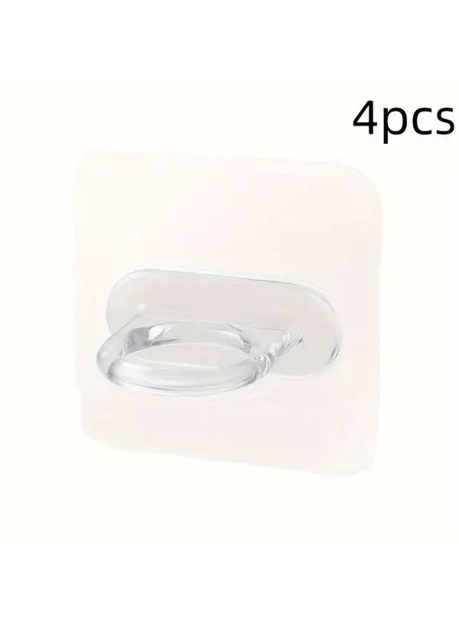 4pcs White Self Adhesive Wall Hooks No Drill Heavy Duty Traceless Plastic Hooks For Kitchen Bathroom - Image 1