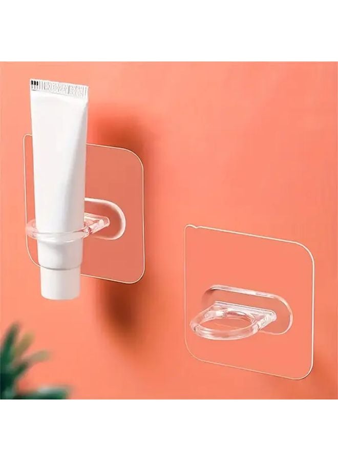 4pcs White Self Adhesive Wall Hooks No Drill Heavy Duty Traceless Plastic Hooks For Kitchen Bathroom - Image 3