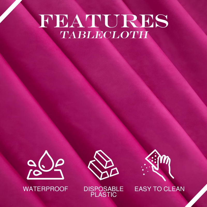 Just Shimmer 4 Pieces Pink Series Round Tablecloth, 84" Solid Color Waterproof & Spillproof Disposable Plastic Table Cover, Durable Party Tablecloth for Dining, Buffet, Picnic, Outdoor Events - Image 5