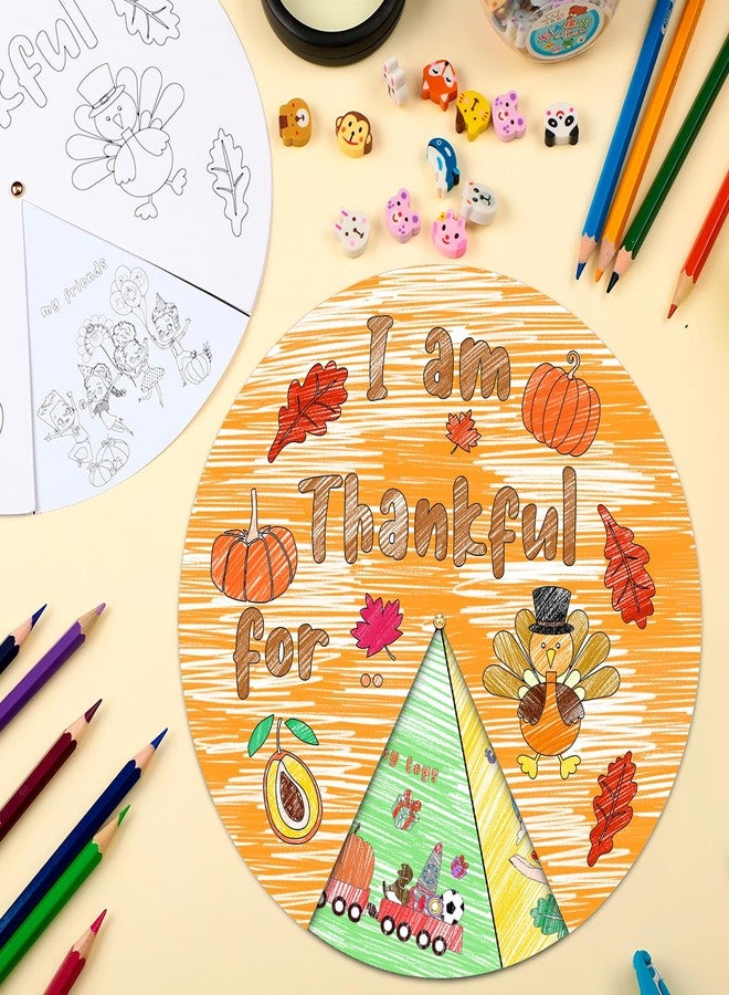 Jinei 12 Sets DIY Thanksgiving Craft Kit for Kids Color Your Own I Am Thankful for Wheel Craft Kit Thanksgiving Sunday School Painting Home Set for Fun Holiday Activities - Image 3