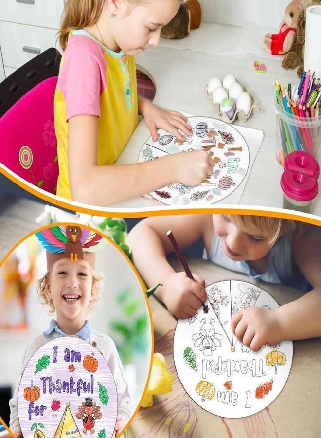 Jinei 12 Sets DIY Thanksgiving Craft Kit for Kids Color Your Own I Am Thankful for Wheel Craft Kit Thanksgiving Sunday School Painting Home Set for Fun Holiday Activities - Image 4